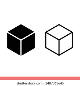 Cube icon in modern flat design isolated on white background, geometry vector illustration for web site or mobile app