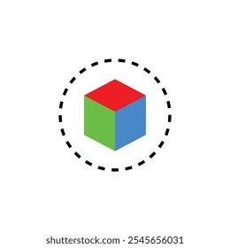 Cube icon Object in circle interface icons