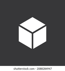 Cube icon on grey background