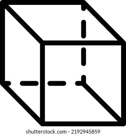 Cube Icon With Outline Style, Math Sign And Symbol Isolated On White Background