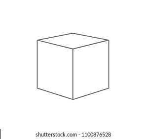 Cube Icon. Cube Outline Vector.  Cardboard Box Vector. 