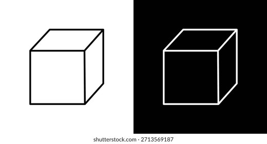 Pictograma de icono de cubo sobre fondo blanco.