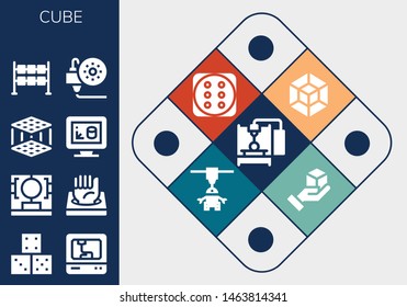 cube icon set. 13 filled cube icons.  Collection Of - 3d printer, Dice, 3d printing scanner, 3d print, printing, modeling, Cube