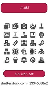 cube icon set. 25 filled cube icons.  Collection Of - Dice, 3d printer, 3d printing, Cube, Cubes, Sugar, Abc, Sugar 3d modeling