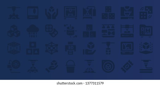 cube icon set. 32 filled cube icons. on blue background style Collection Of - 3d printer, Cube, 3d printing, Binary, Cubes, Dice, Modeling, 3d modeling, Sugar Perspective