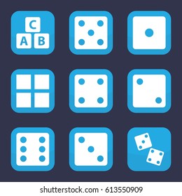 Cube icon. set of 9 filled cube icons such as Dice