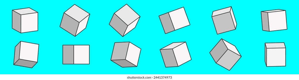 Cube icon set. Flat style. Vector illustration.