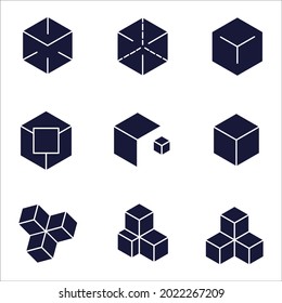 Cube  icon set. Cube pack symbol vector elements for infographic web