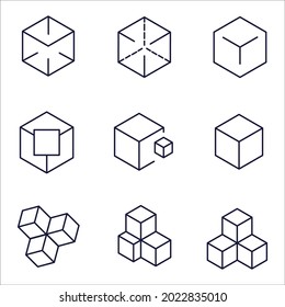 Cube  icon set. Cube pack symbol vector elements for infographic web