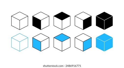 Conjunto de iconos de cubo.Conjunto de iconos de cubo 3D. Estilo plano. Iconos vectoriales