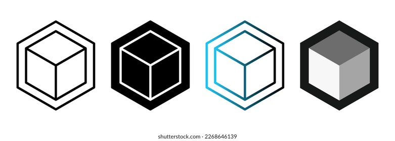 Cube-Symbol. Unterschrift für mobiles Konzept und Webdesign. Vektorgrafik