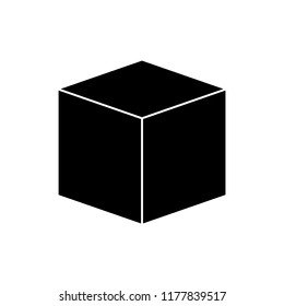 Cube icon, silhouette, logo on white background