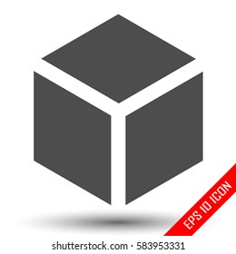 Cube icon. Simple flat logo of cube on white background. Vector illustration.