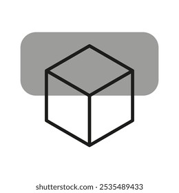 Ícone de cubo. Forma geométrica simples. Símbolo de vetor 3D. Design minimalista.