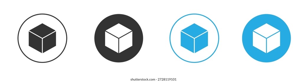 Icono de cubo. ilustración simple diseño gráfico negro doodle