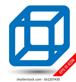 Cube icon. Simple logo of transparent cube.