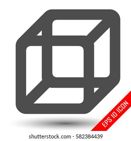 Cube icon. Simple logo of transparent cube.