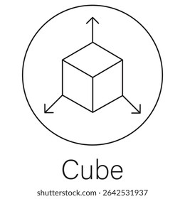 Cube icon, Structured Precision The Power of the Cube, Building Blocks of Innovation A Cube Perspective, vector