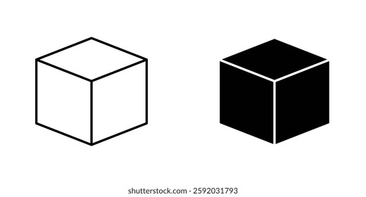 Cube icon symbol collection on white background.