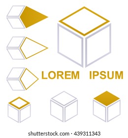 Cube icon symbol design template set for shipping, packaging, delivery, concepts.