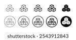 cube icon symbol with three blocks. three sugar cubes icon. cubic building icon. block chain logo icon for website design isolated on white background.