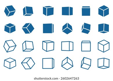 cube icon symbol with three blocks. cubic building icon, cubes icon - block chain logo icon for website design and mobile, app icons