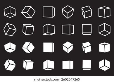 cube icon symbol with three blocks. cubic building icon, cubes icon - block chain logo icon for website design and mobile, app icons