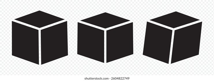 cube icon symbol with three blocks. three sugar cubes icon. cubic building icon. block chain logo icon for website design isolated on white background.