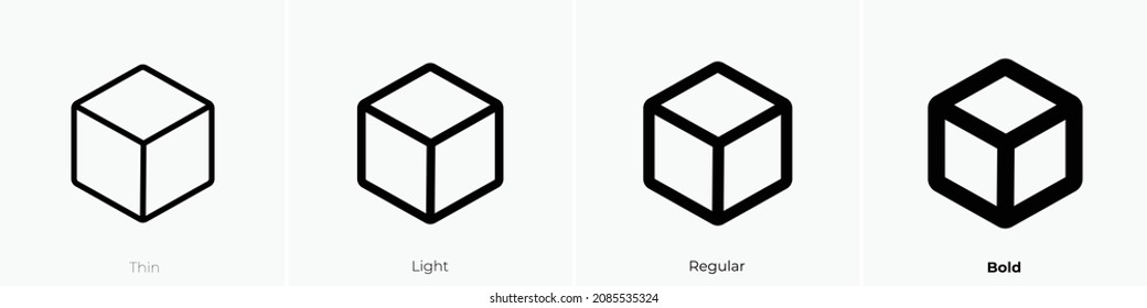 cube icon. Thin, Light Regular And Bold style design isolated on white background