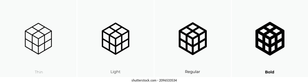 cube icon. Thin, Light Regular And Bold style design isolated on white background