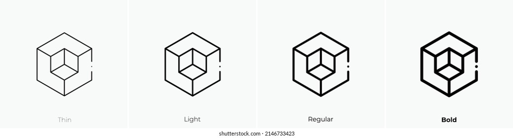 cube icon. Thin, Light Regular And Bold style design isolated on white background
