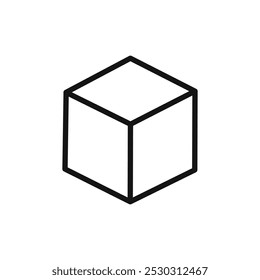 Ícone de cubo Linha fina isolada