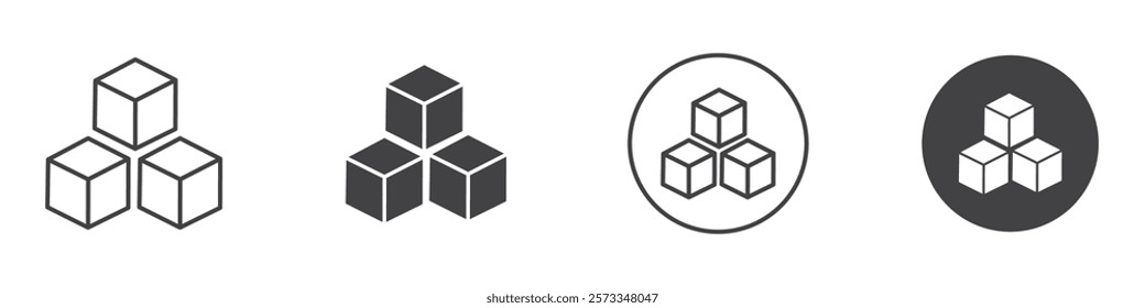 Cube icon Thin line art isolated