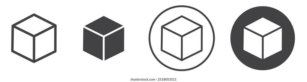 Ilustración de línea delgada de icono de cubo