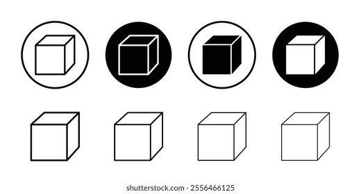 Cube icon Thin line illustration set