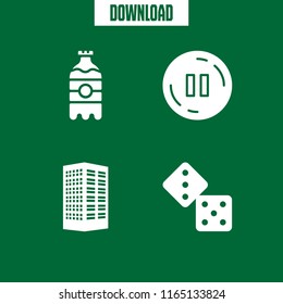 cube icon. This set with pause, soda, building tower and dice vector icons for mobile and web