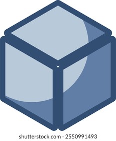 cube icon, transparent background. replaceable blue color design