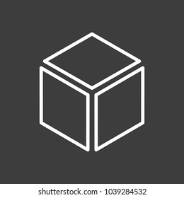 Cube icon vector illustration. Linear symbol with thin outline. The thickness is edited. Minimalist style.