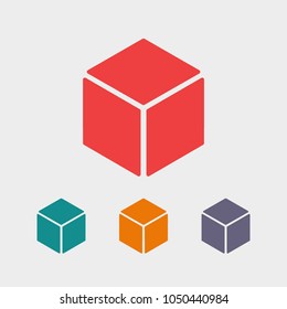 Cube icon vector illustration. Linear symbol with thin outline. The thickness is edited. Minimalist style.