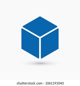 Cube icon vector illustration. Linear symbol with thin outline. The thickness is edited. Minimalist style.