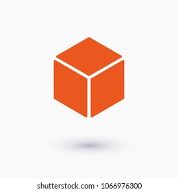 Cube icon vector illustration. Linear symbol with thin outline. The thickness is edited. Minimalist style.