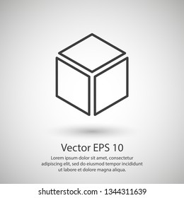 Cube icon vector illustration. Linear symbol with thin outline. The thickness is edited. Minimalist style.