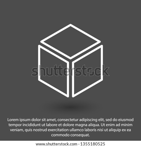 Cube icon vector illustration. Linear symbol with thin outline. The thickness is edited. Minimalist style.