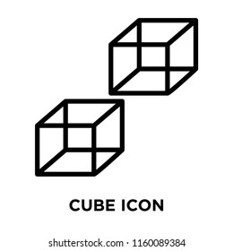 Cube icon vector isolated on white background, Cube transparent sign , line and outline elements in linear style