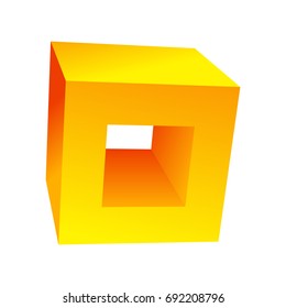 Cube icon for your business promotional artwork. Abstract square graphic design for flyers, banners, presentations. Vector illustration.