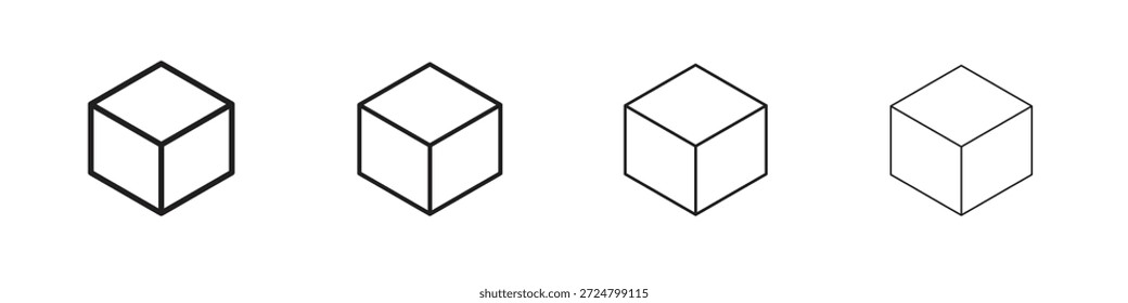 Coleção de vetores de linha de ícones de cubo. Ícone de vetor perfeito de pixel