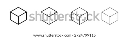 Cube icons line vector collection. Pixel perfect vector icon