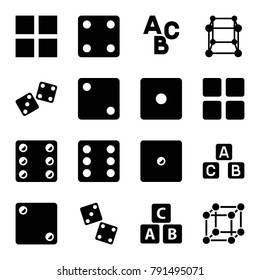 Cube icons. set of 16 editable filled cube icons such as dice, dice