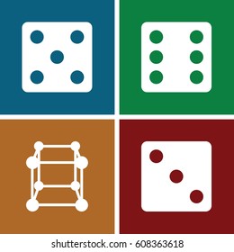 Cube icons set. set of 4 cube filled icons such as Dice