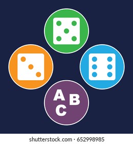 Cube icons set. set of 4 cube filled icons such as dice